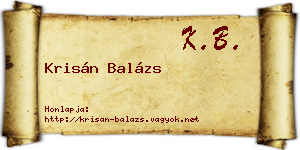 Krisán Balázs névjegykártya